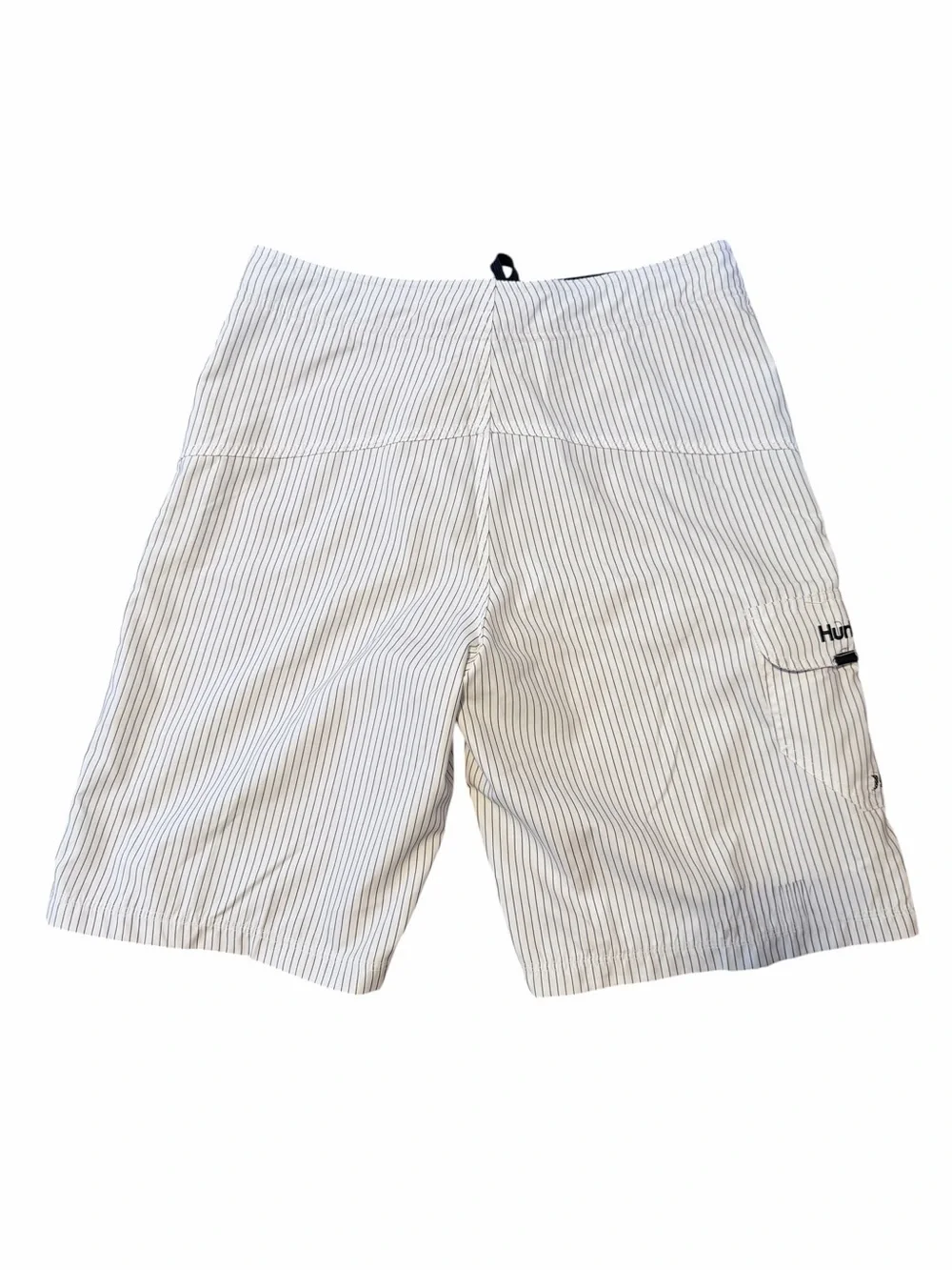 Hurley Men’s White Swim Board Shorts with Navy Pinstripes Size 33